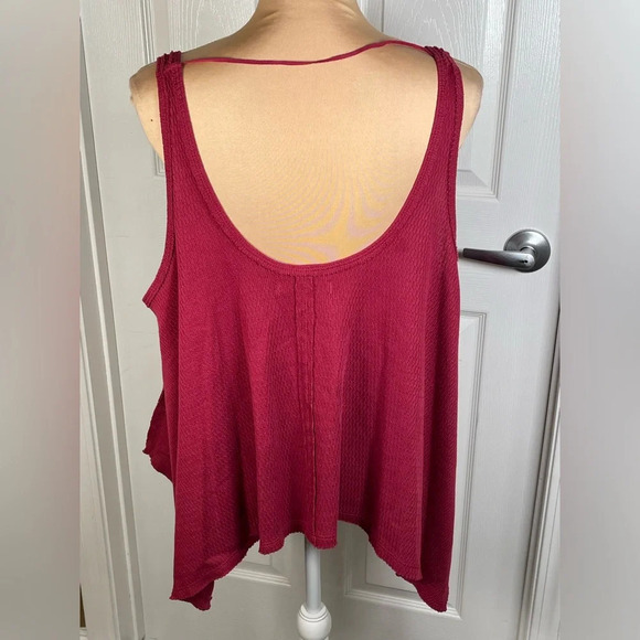 Free People Sing La La Handkerchief Tank Gone Gogi (burgundy) Size S - Picture 11 of 12